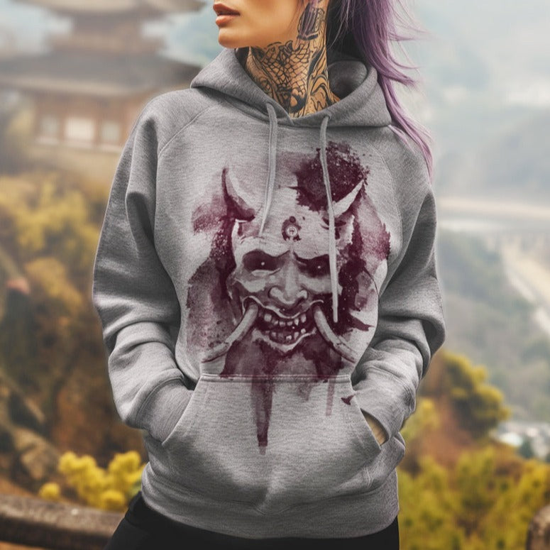 Japanese Hannya Mask Printed Hoodie