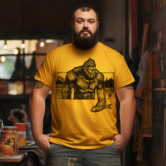 Bigfoot with Fish: Wyoming Wilderness T-Shirt