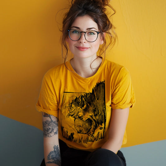 Bison & Bird: Whimsical Friendship T-Shirt