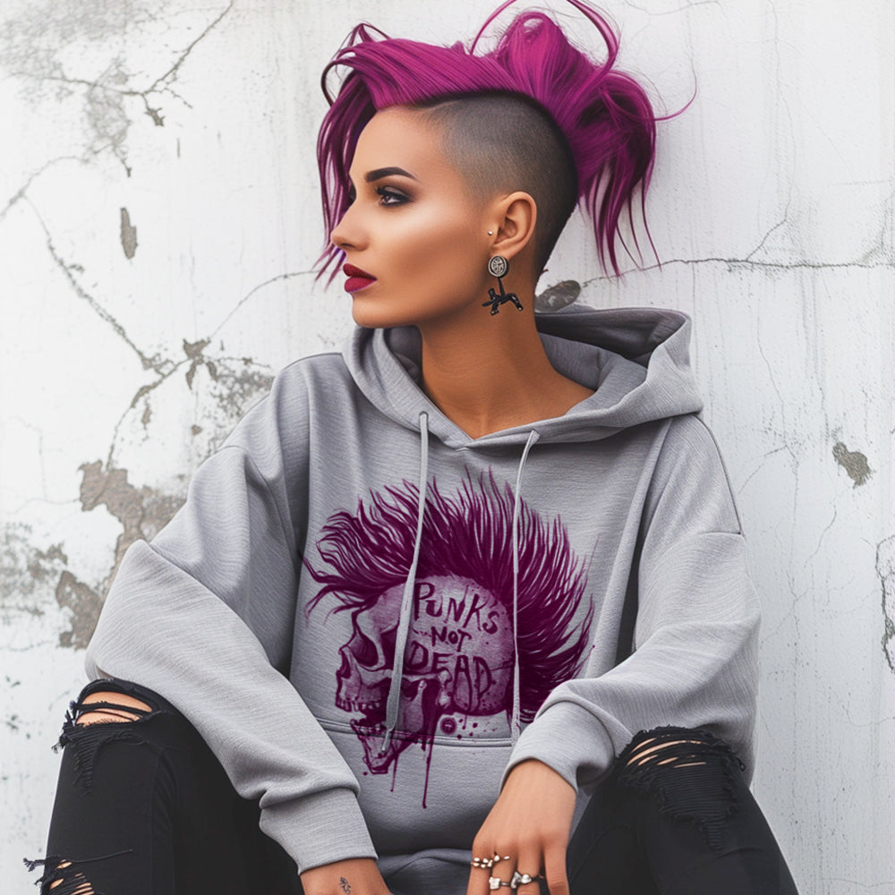 Punk's Not Dead: Skull & Mohawk Rebellion Hoodie