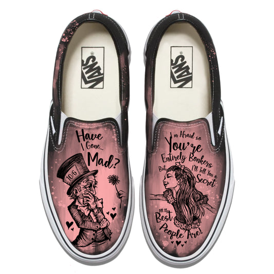 Alice in Wonderland-Have I gone Mad? Vans Slip ons