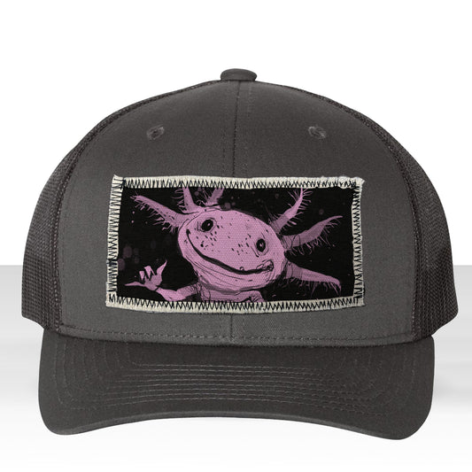 Axolotl Surfing: Catching Waves with Cuteness Trucker Hat