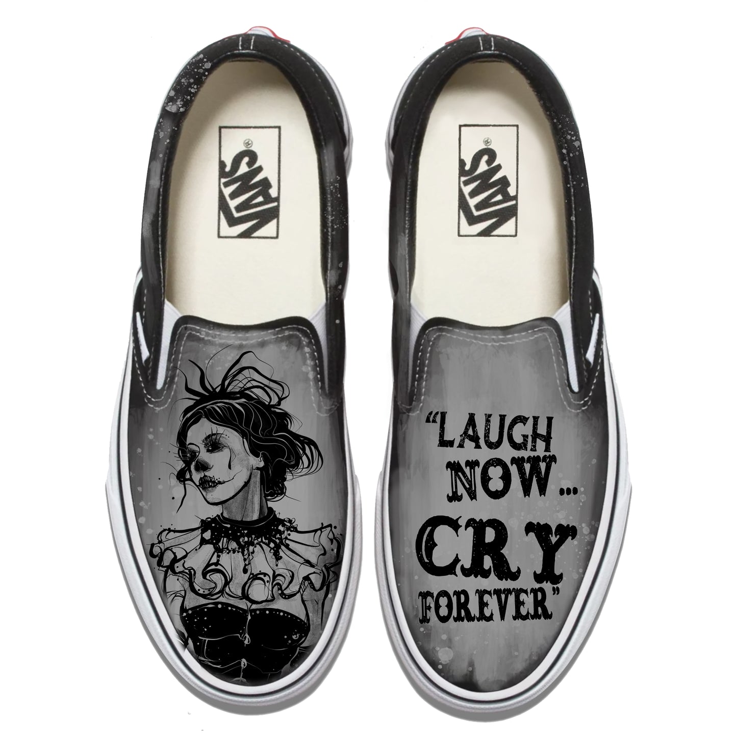 Burlesque: Eerie Goth Beauty Vans Slip ons