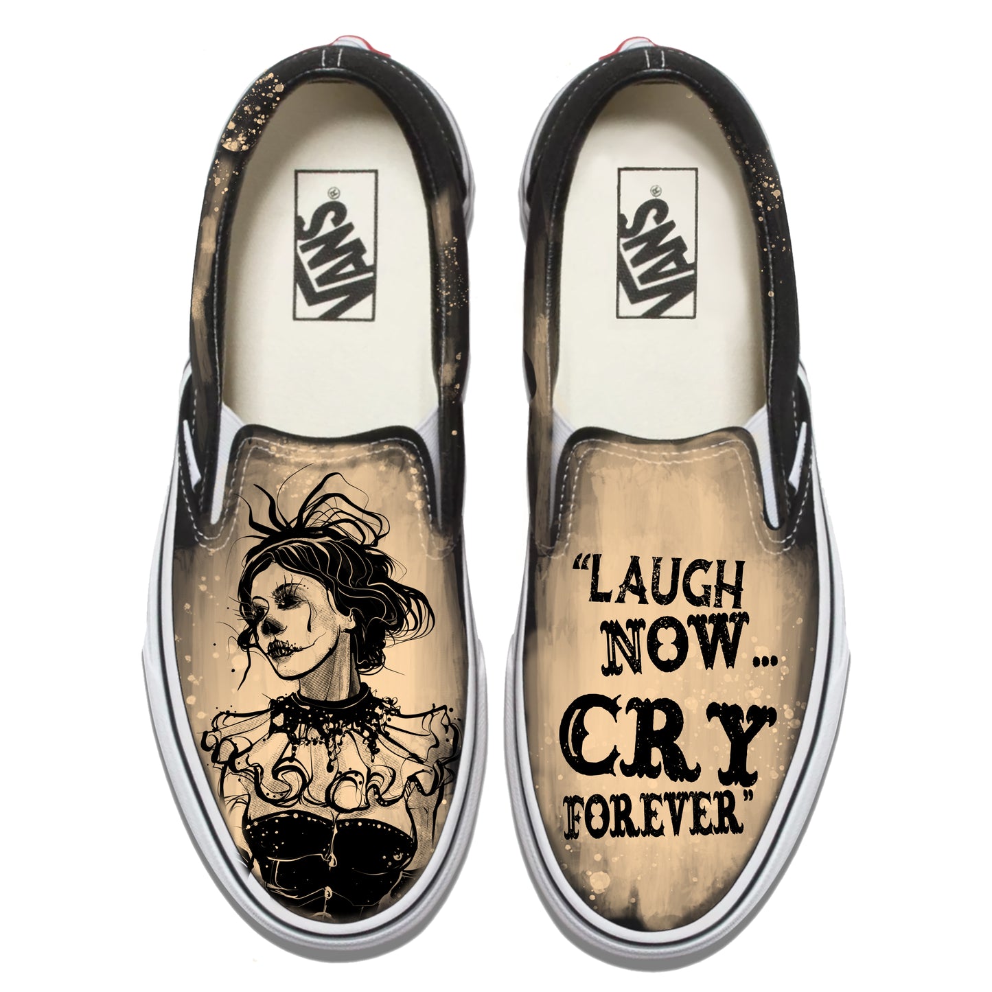 Burlesque: Eerie Goth Beauty Vans Slip ons
