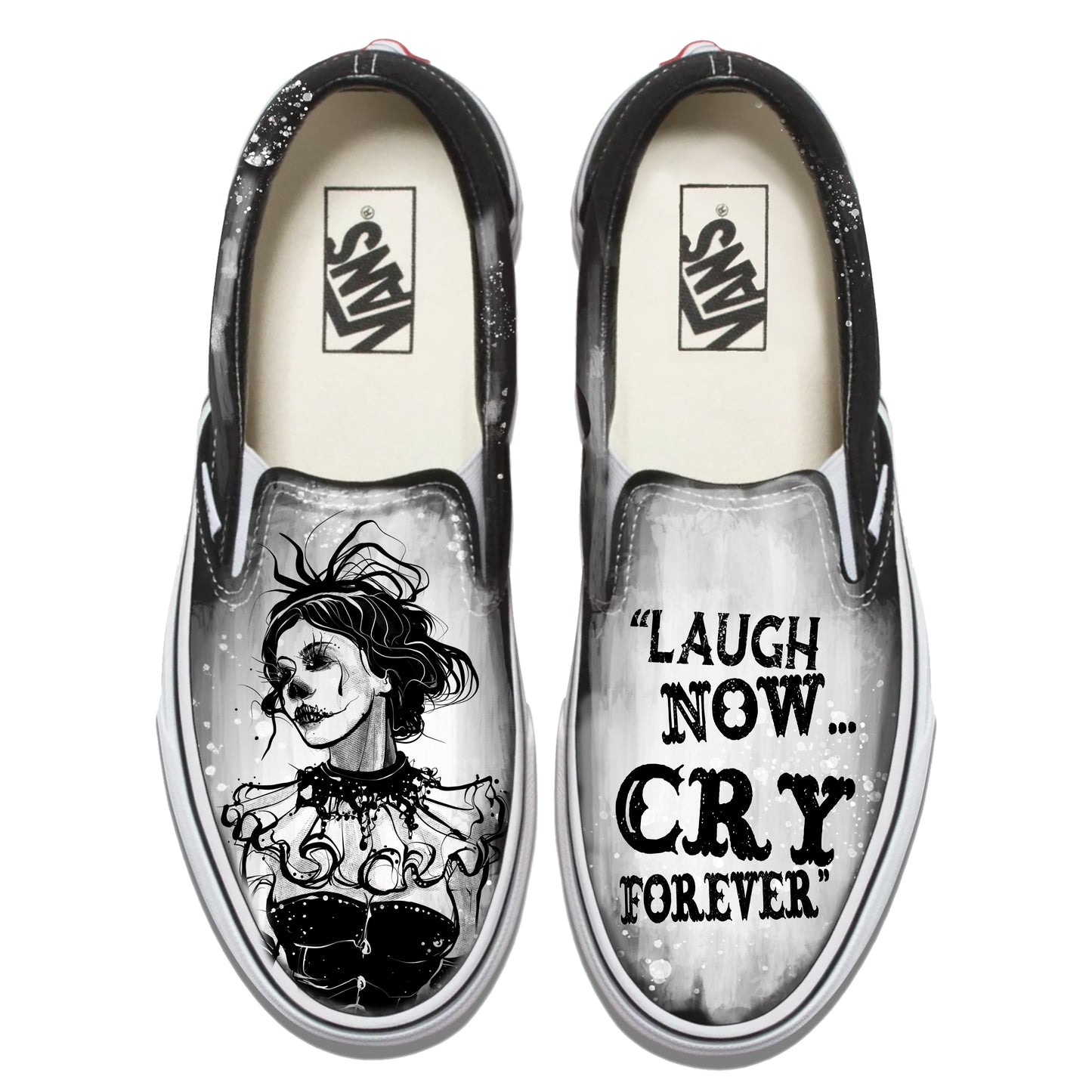 Burlesque: Eerie Goth Beauty Vans Slip ons