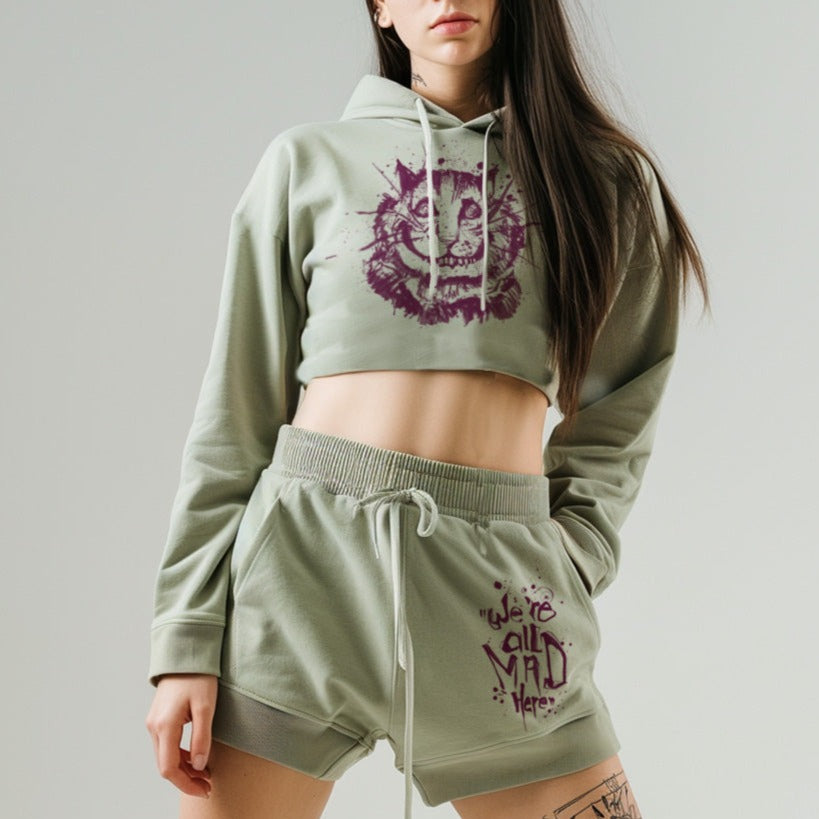 Cheshire Cat: We're All Mad Crop Hoodie Outfit