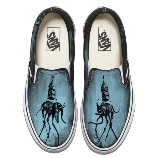 Dali's Eerie Elephants Cool Vans Slip-Ons