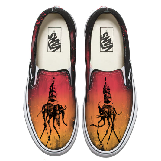 Dali's Eerie Elephants Cool Vans Slip-Ons