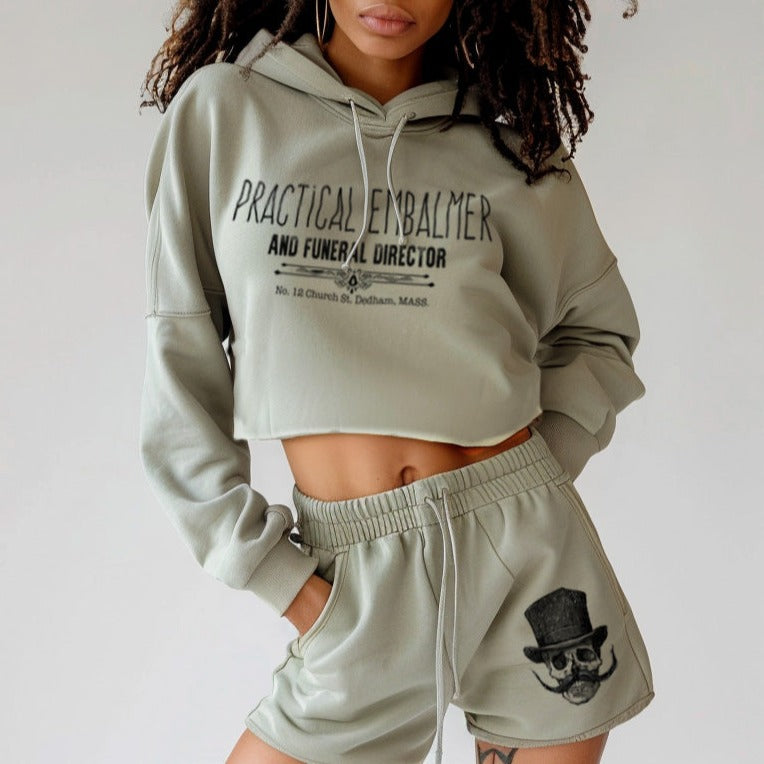 Embalmer: Undertaking Elegance Women's Crop Hoodie Outfit