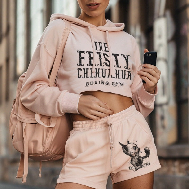 Feisty Chihuahua Boxing Gym Crop Hoodie Outfit