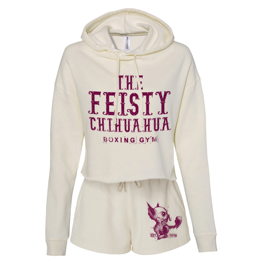 Feisty Chihuahua Boxing Gym Crop Hoodie Outfit