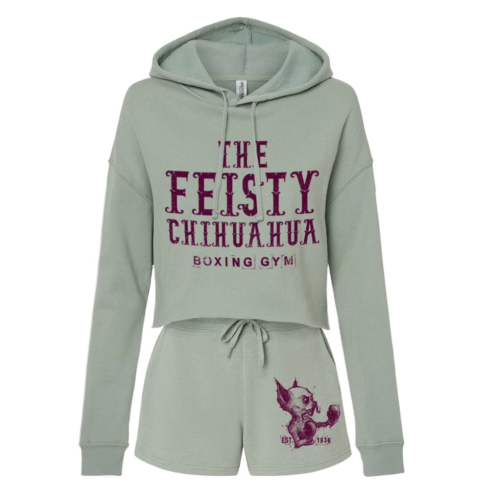 Feisty Chihuahua Boxing Gym Crop Hoodie Outfit