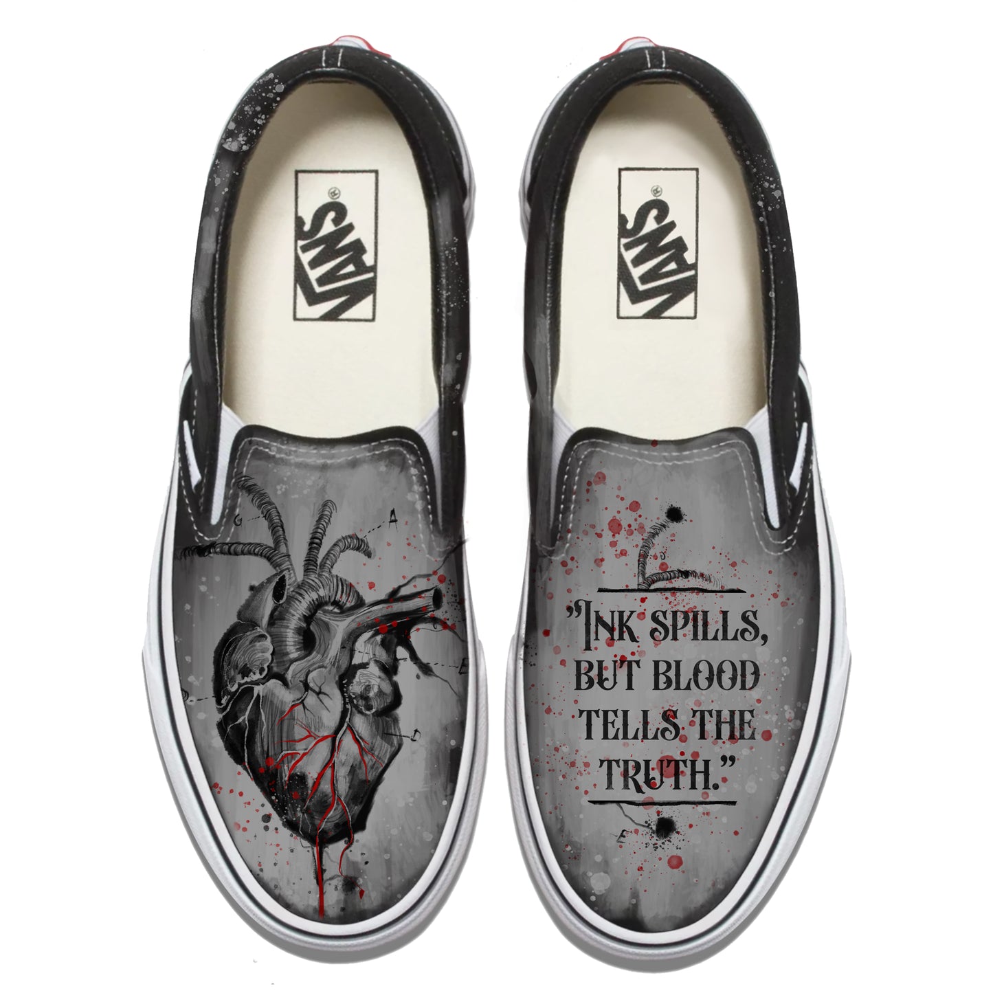Heart Anatomy Vans Slip ons