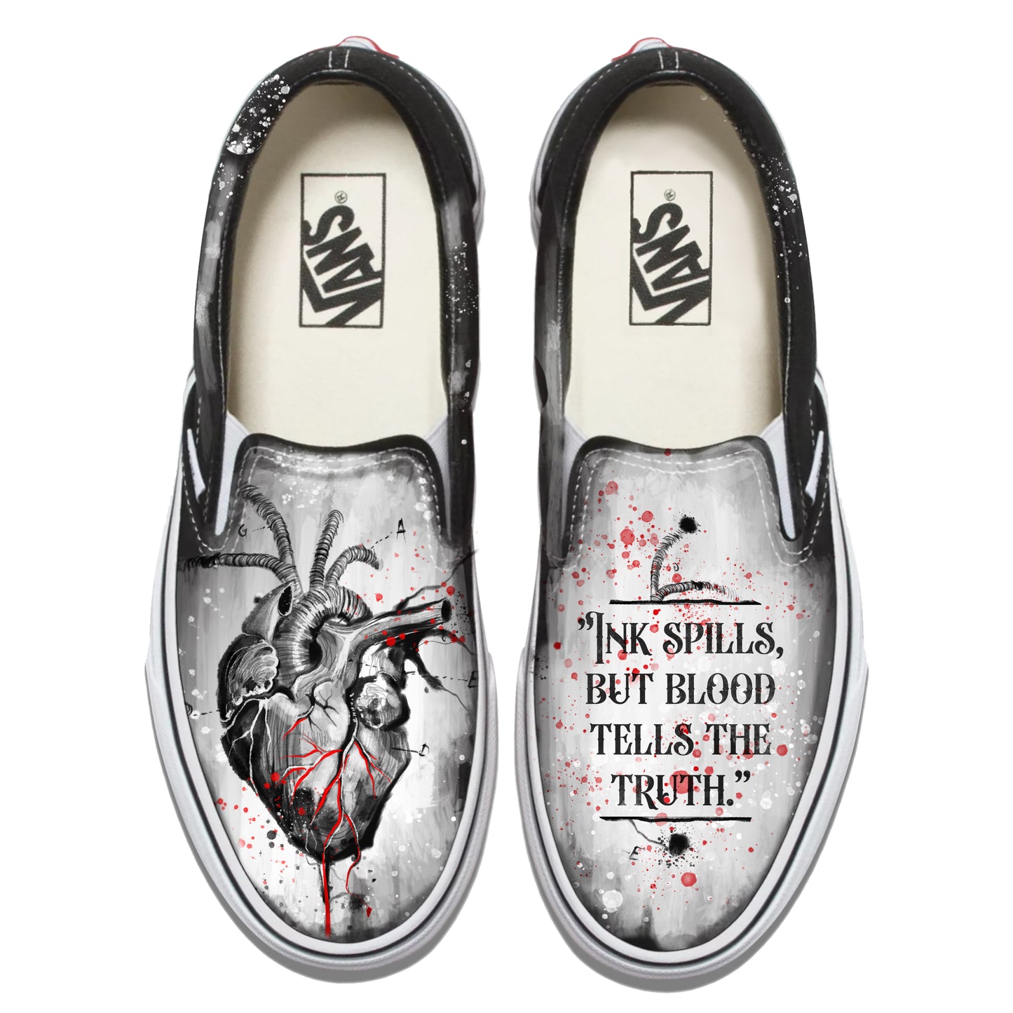 Heart Anatomy Vans Slip ons