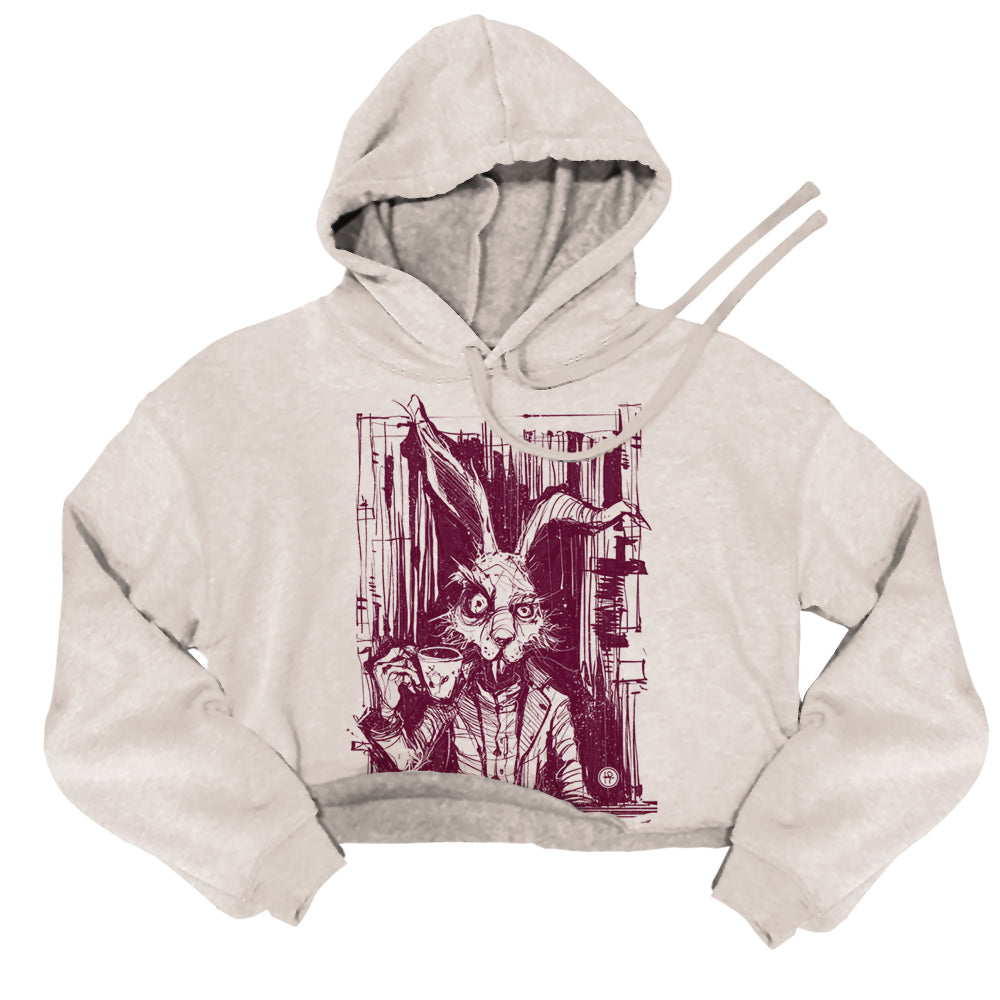 March Hare Tea Time: A Caffeinated Delight Women's Crop Hoodie