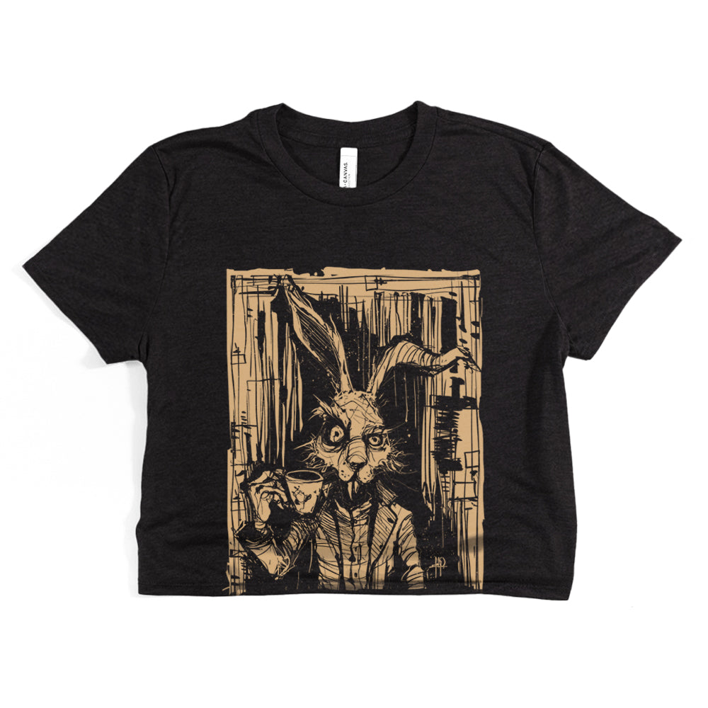 March Hare Tea Time: A Caffeinated Delight Crop Tee