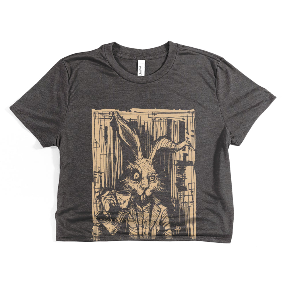 March Hare Tea Time: A Caffeinated Delight Crop Tee
