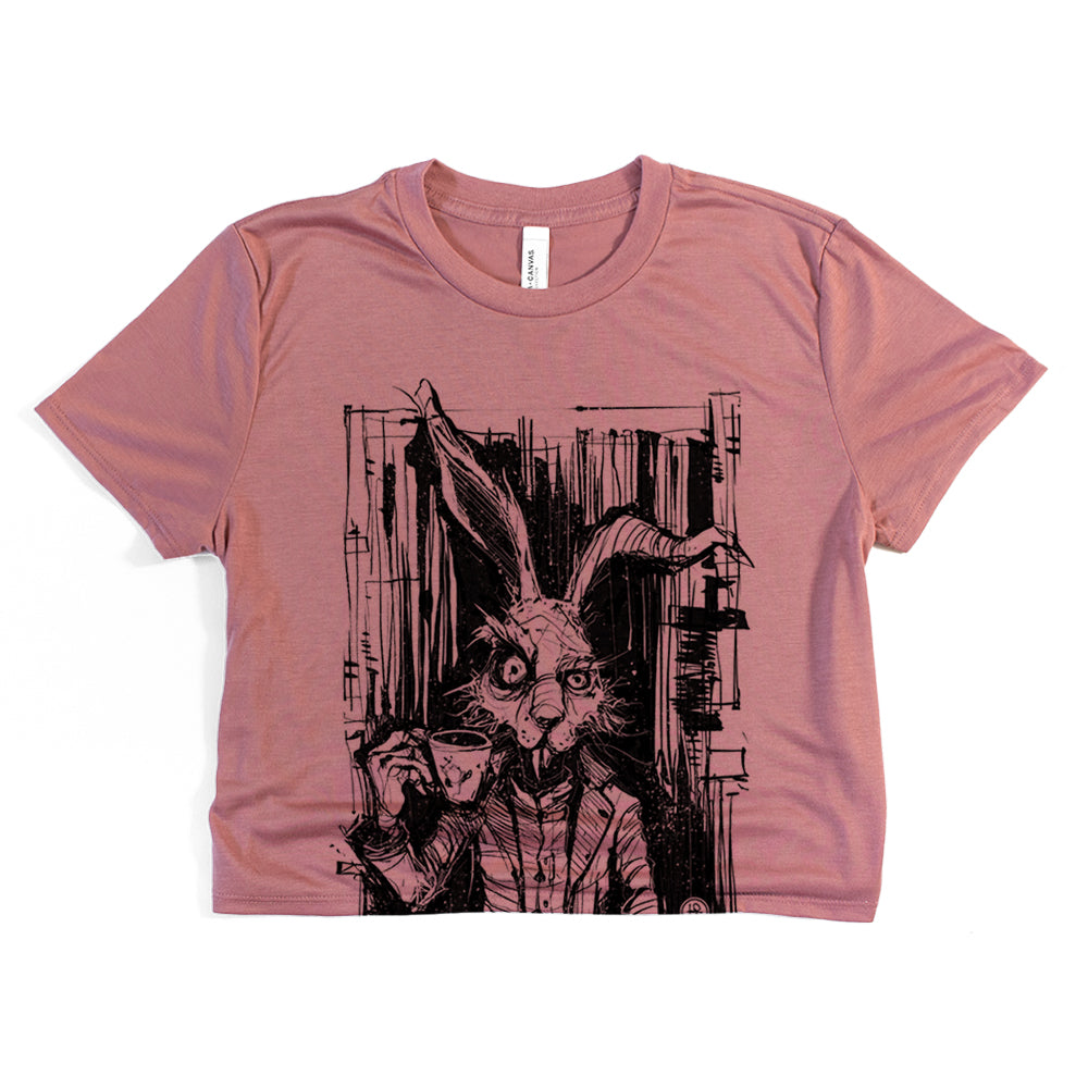 March Hare Tea Time: A Caffeinated Delight Crop Tee