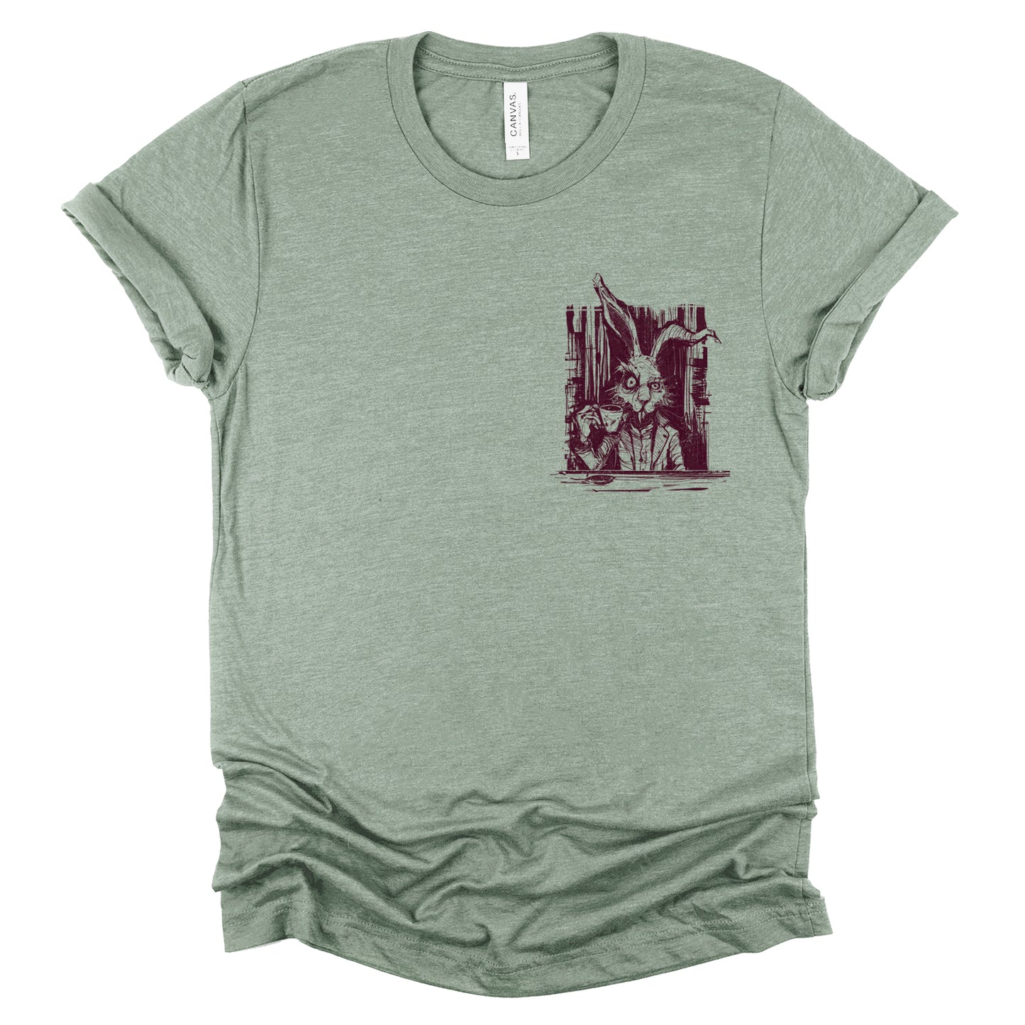 Pocket March Hare Tea Time: A Caffeinated Delight T-Shirt