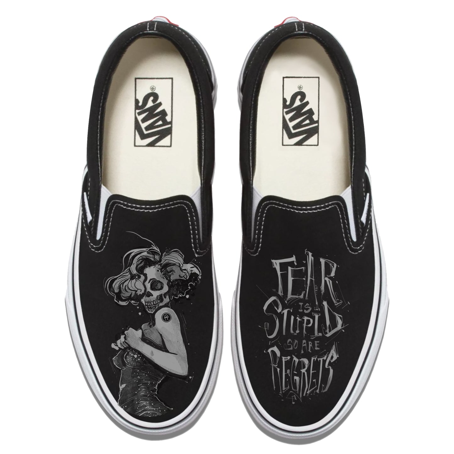 Marilyn Monroe Skull Pin-up Vans Slip ons