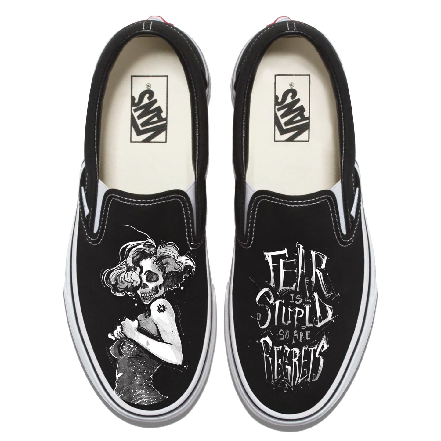 Marilyn Monroe Skull Pin-up Vans Slip ons