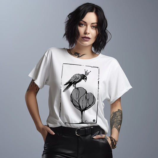 Crow with Heart: A Gritty Tribute to Love T-Shirt