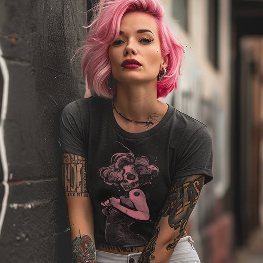 Marilyn Light Skull Pin-up: Unconventional Elegance T-shirt