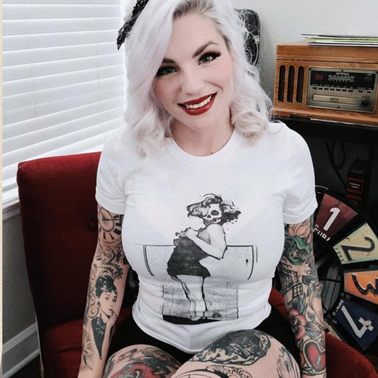 Marilyn Skull Pin-Up: Bold and Unconventional from Head to Toe T-shirt