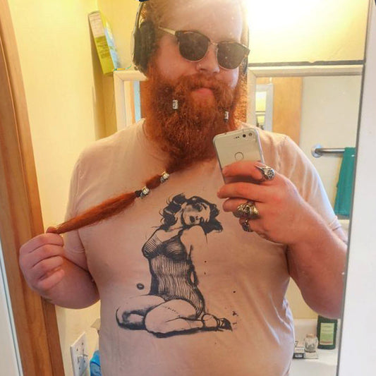 Striped Swimsuit Pin-Up: Retro Grit and Glamour T-Shirt