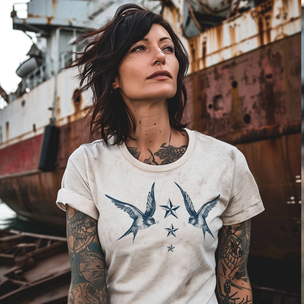 Navy Swallow Birds: A Tribute to Vintage Naval Tattoos T-Shirt