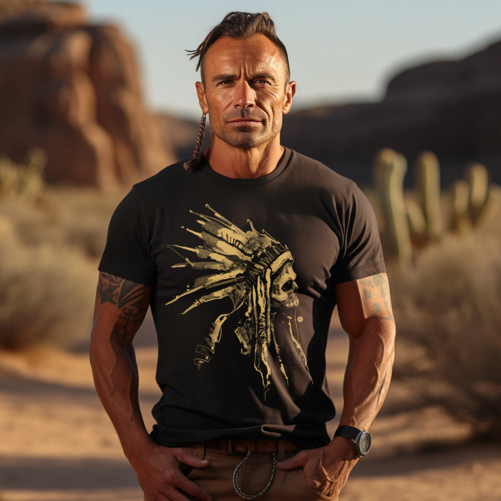 Indian Chief Skull: Tribal Legacy T-Shirt
