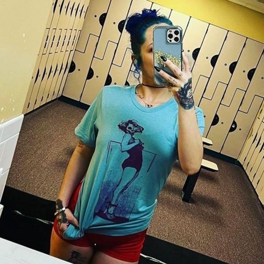 Marilyn Skull Pin-Up: Bold and Unconventional from Head to Toe T-shirt