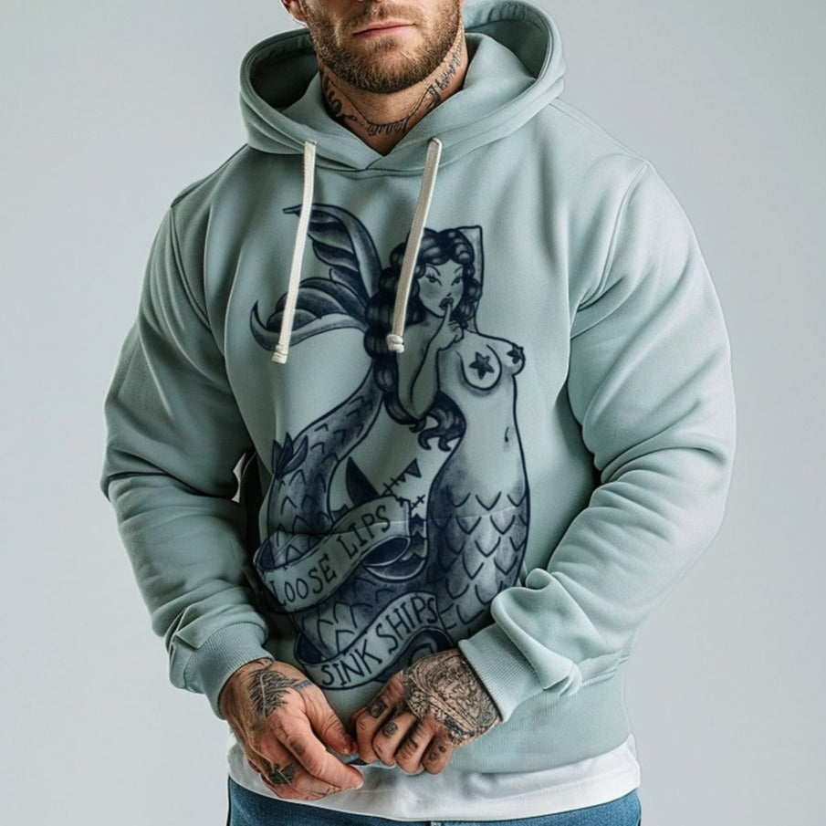 Navy Mermaid: Loose Lips Sink Ships Hoodie