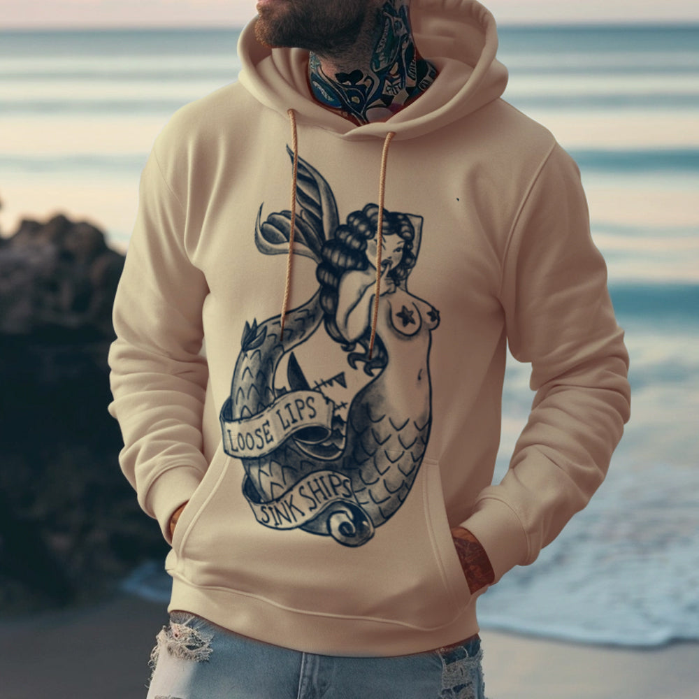 Navy Mermaid: Loose Lips Sink Ships Hoodie