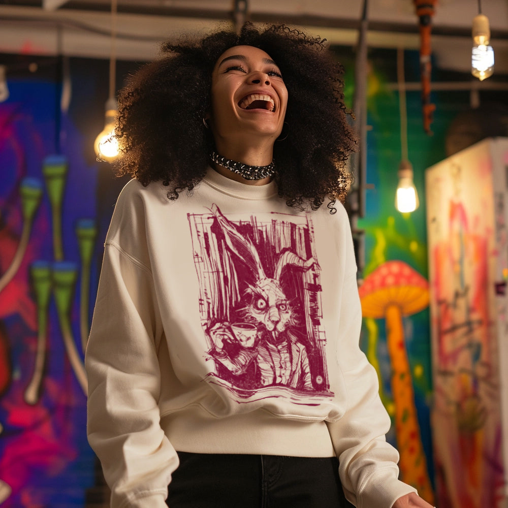March Hare Tea Time: A Caffeinated Delight Sweatshirt
