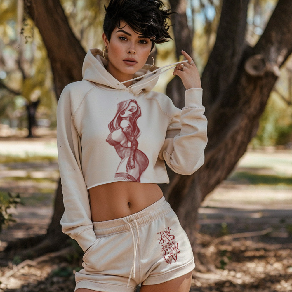 Mrs. Rabbit Pin-Up: Spicy Allure Crop Hoodie Outfit