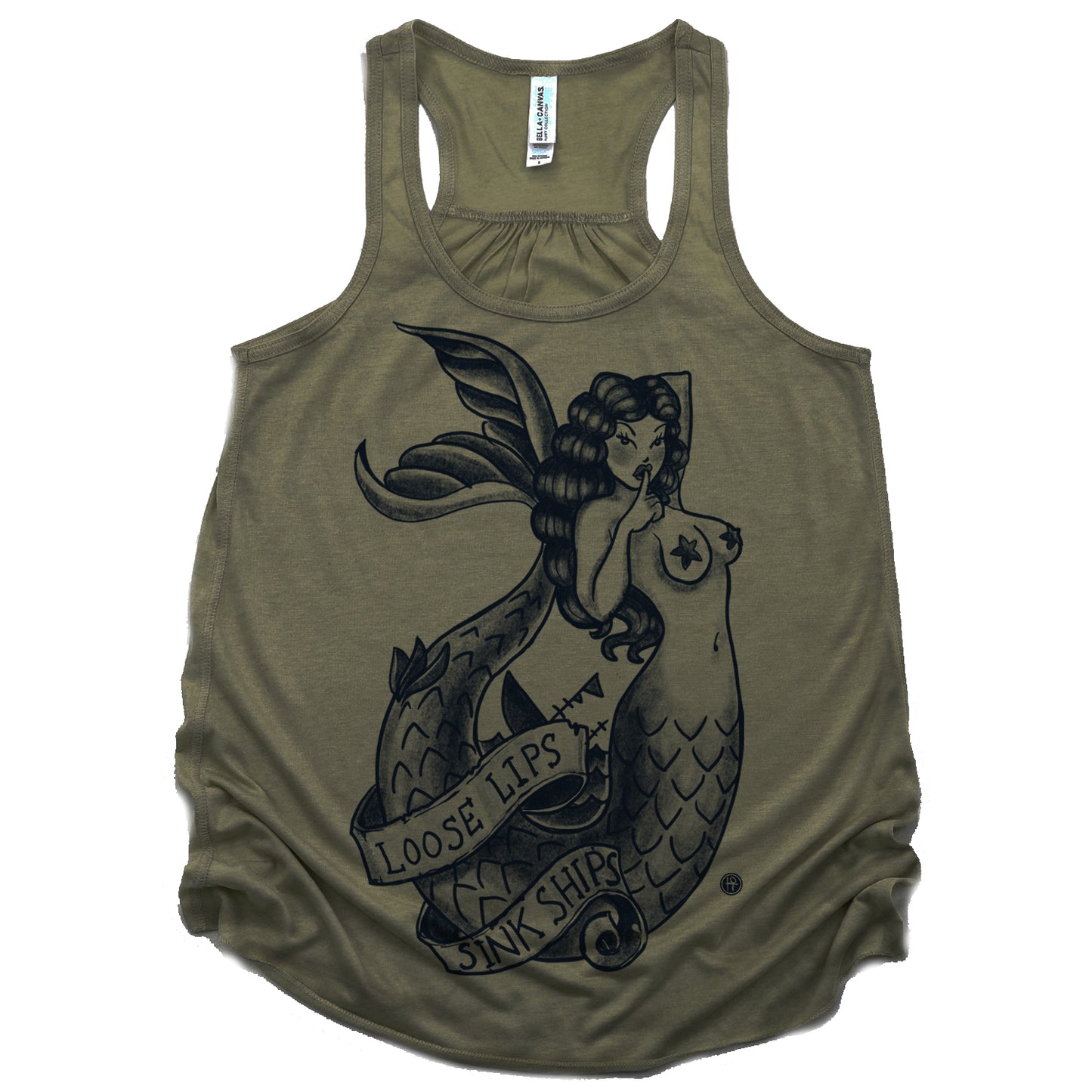 Navy Mermaid: Loose Lips Sink Ships Tank Top