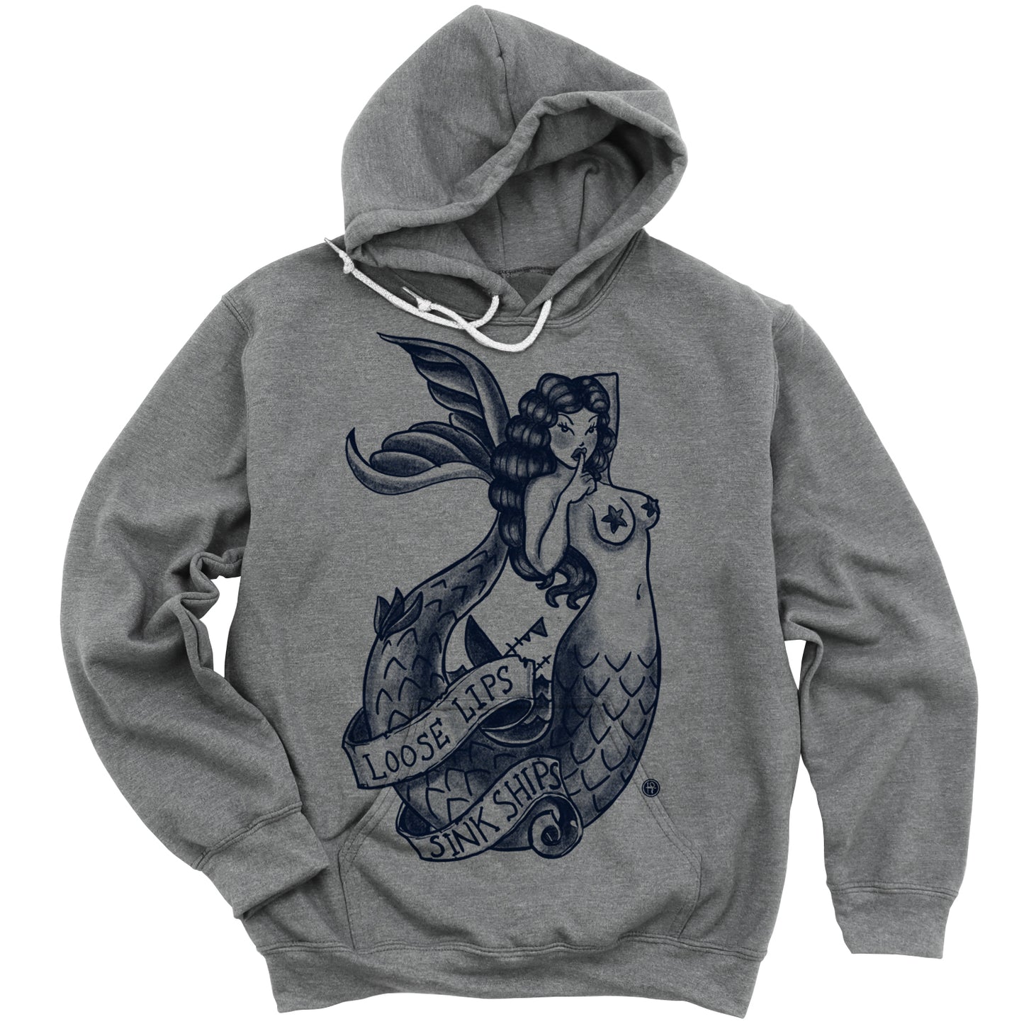 Navy Mermaid: Loose Lips Sink Ships Hoodie