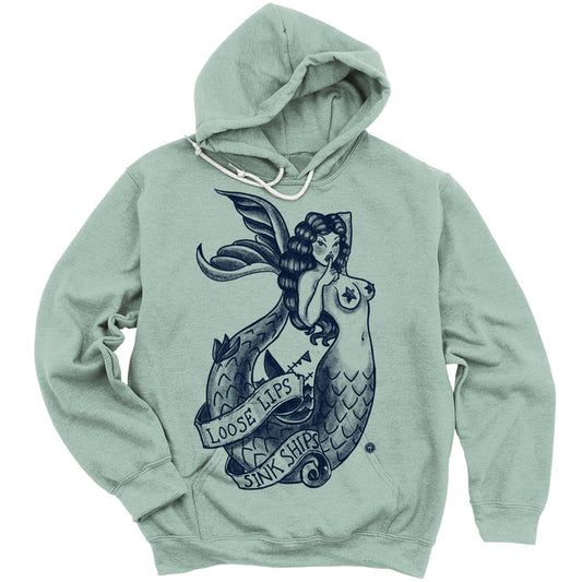 Navy Mermaid: Loose Lips Sink Ships Hoodie