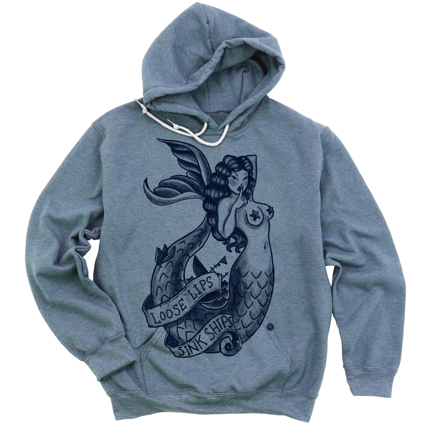 Navy Mermaid: Loose Lips Sink Ships Hoodie