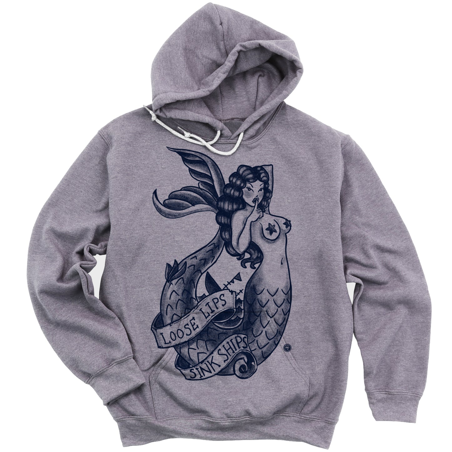 Navy Mermaid: Loose Lips Sink Ships Hoodie