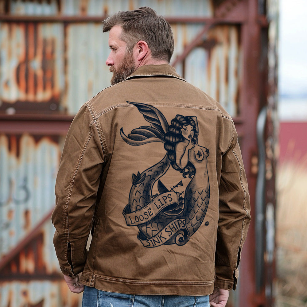 Navy Mermaid: Loose Lips Sink Ships Maverick Jacket