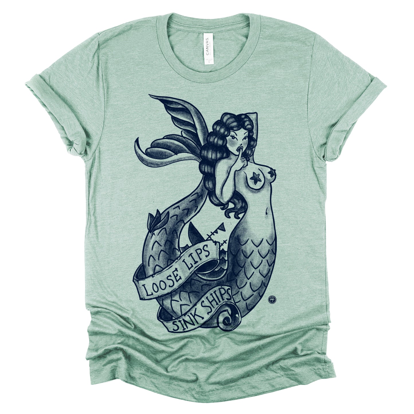 Navy Mermaid: Loose Lips Sink Ships T-shirt