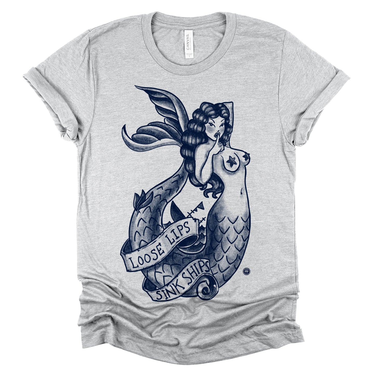 Navy Mermaid: Loose Lips Sink Ships T-shirt