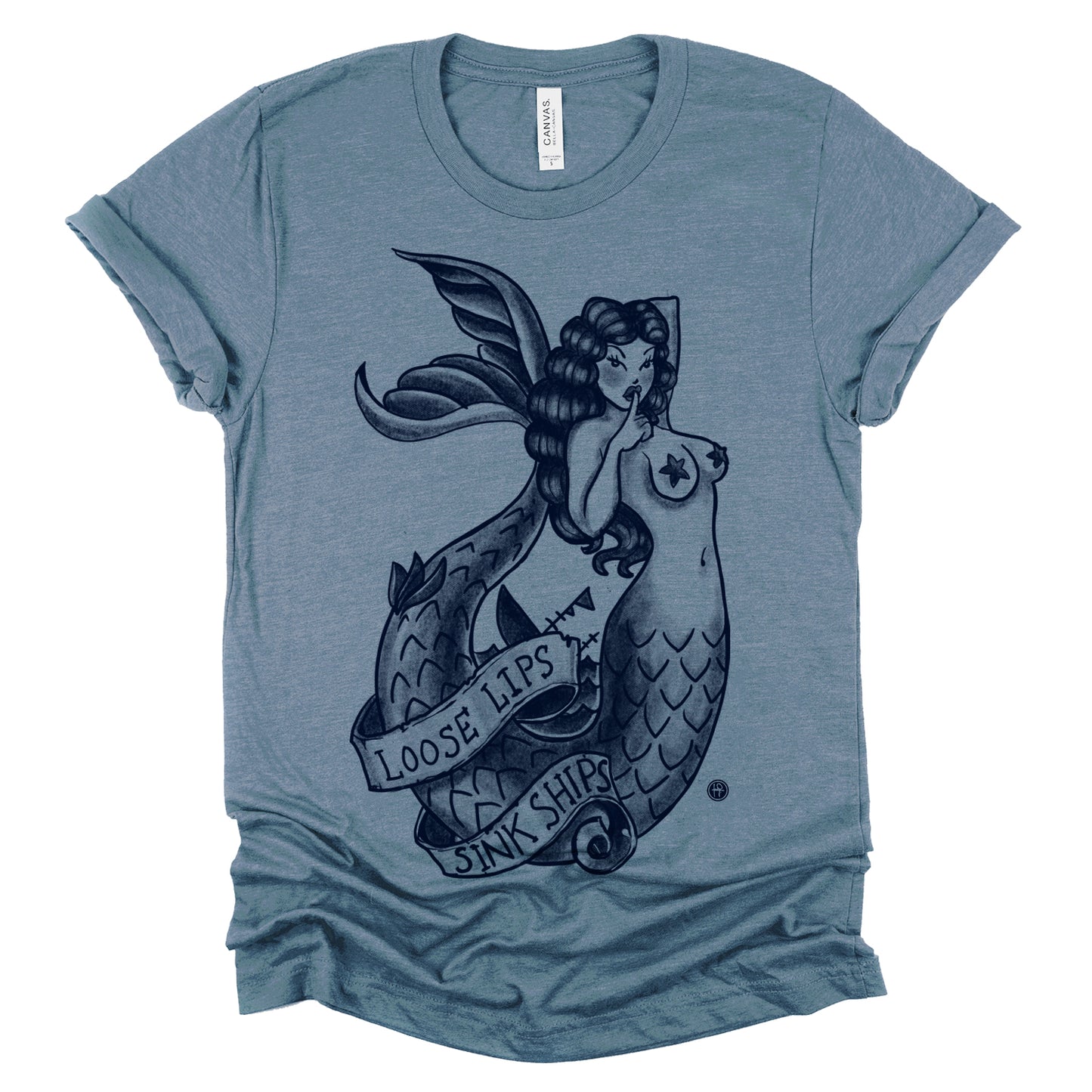 Navy Mermaid: Loose Lips Sink Ships T-shirt