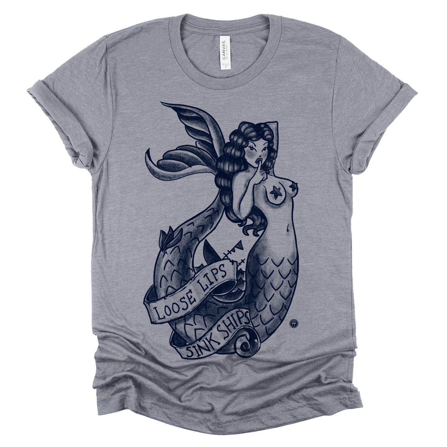 Navy Mermaid: Loose Lips Sink Ships T-shirt