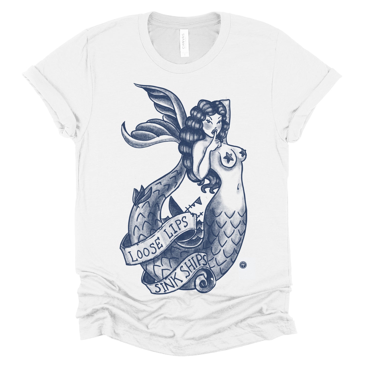 Navy Mermaid: Loose Lips Sink Ships T-shirt