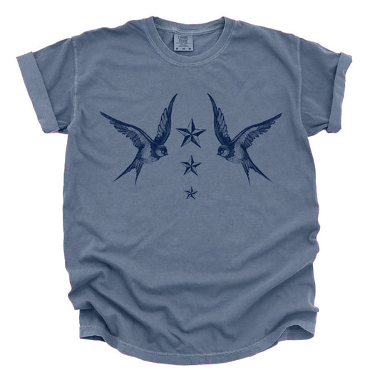Navy Swallow Birds: A Tribute to Vintage Naval Tattoos Heavyweight Tee