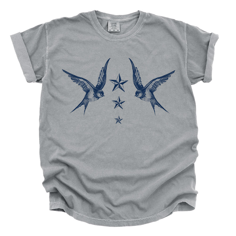 Navy Swallow Birds: A Tribute to Vintage Naval Tattoos Heavyweight Tee