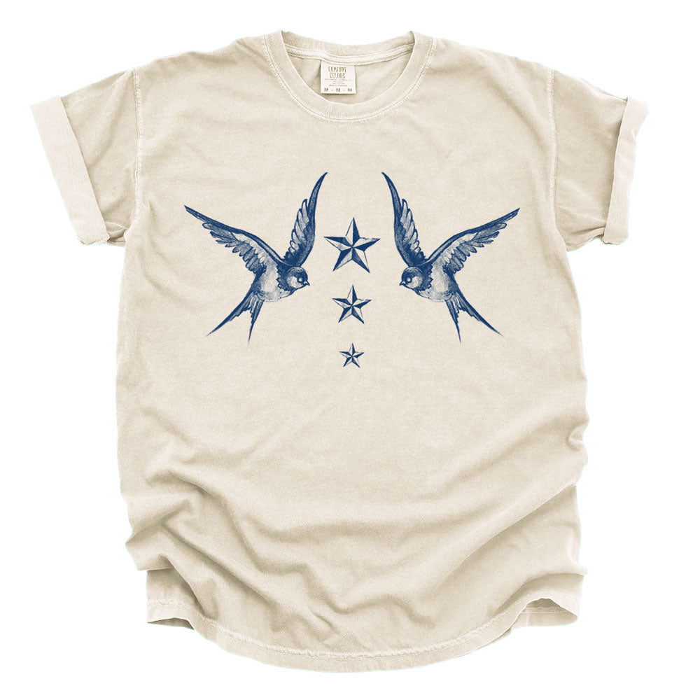 Navy Swallow Birds: A Tribute to Vintage Naval Tattoos Heavyweight Tee